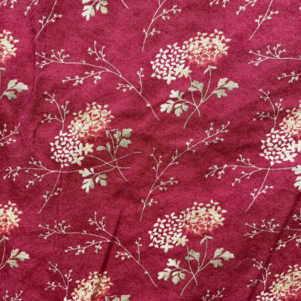 Handmade Quilted Lumbar Pillow Cover Star Pattern Red Burgundy Floral Border